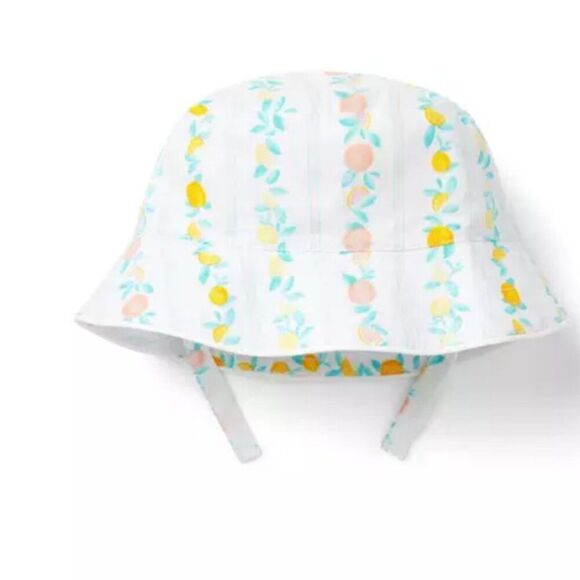 Baby Citrus Stripe Linen-Cotton Sun Hat 0 - 3 months NWT - Picture 1 of 8
